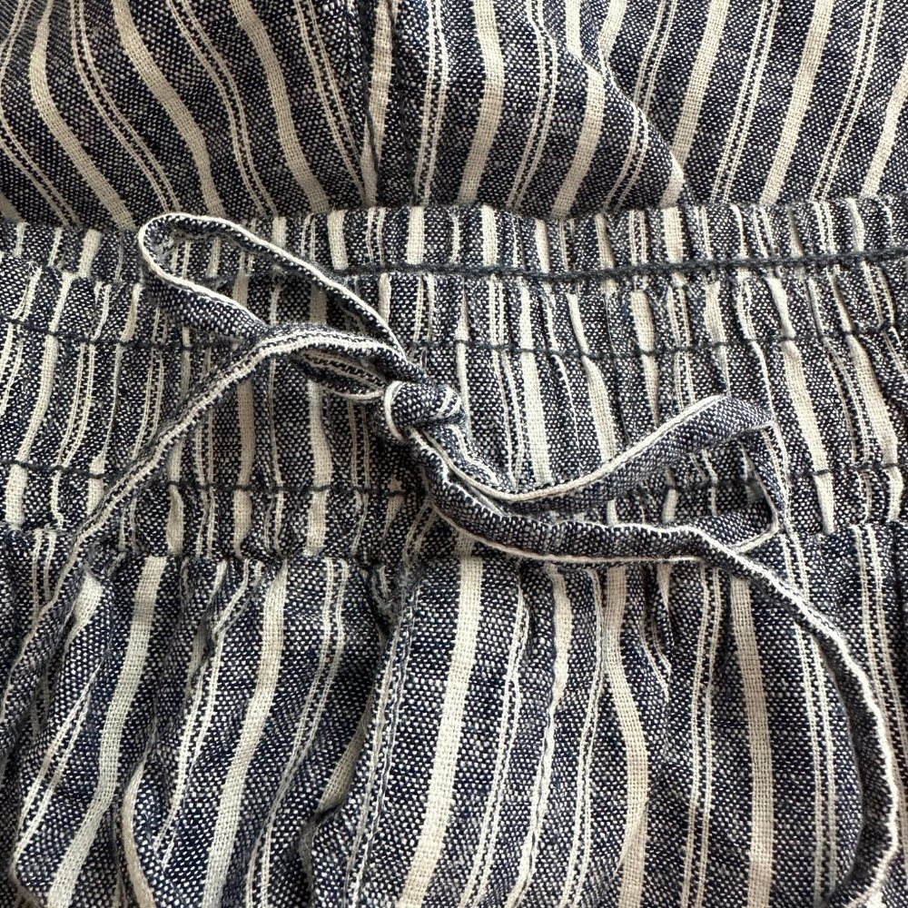 Briggs Women's Linen Blend Pant Size L Blue Striped Cottagecore Coastal Boho NEW - Picture 2 of 11